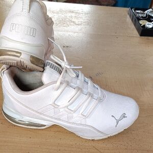 Puma Off-White Sneakers with Metallic Accents